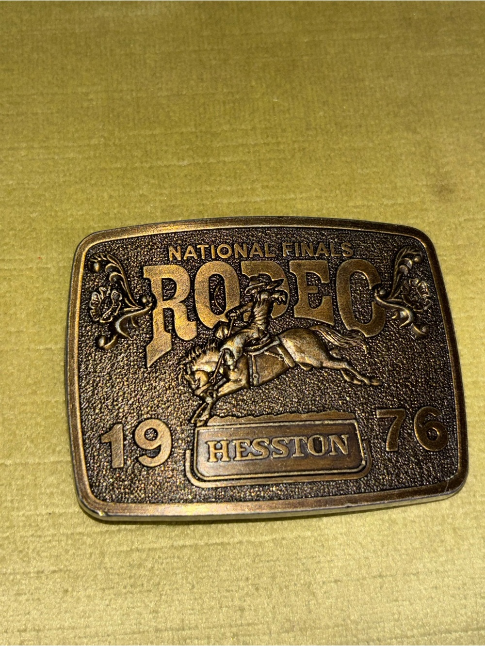 Brand New 1976 Brass Hesston NFR Rodeo Belt Buckle Original Packaging